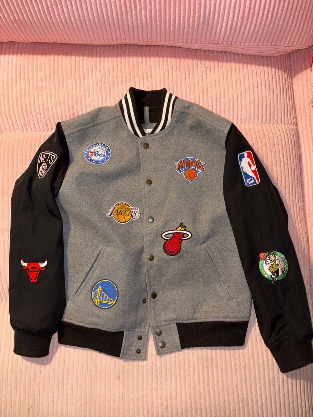Abercrombie & Fitch NBA Varsity Jacket with Team Patches